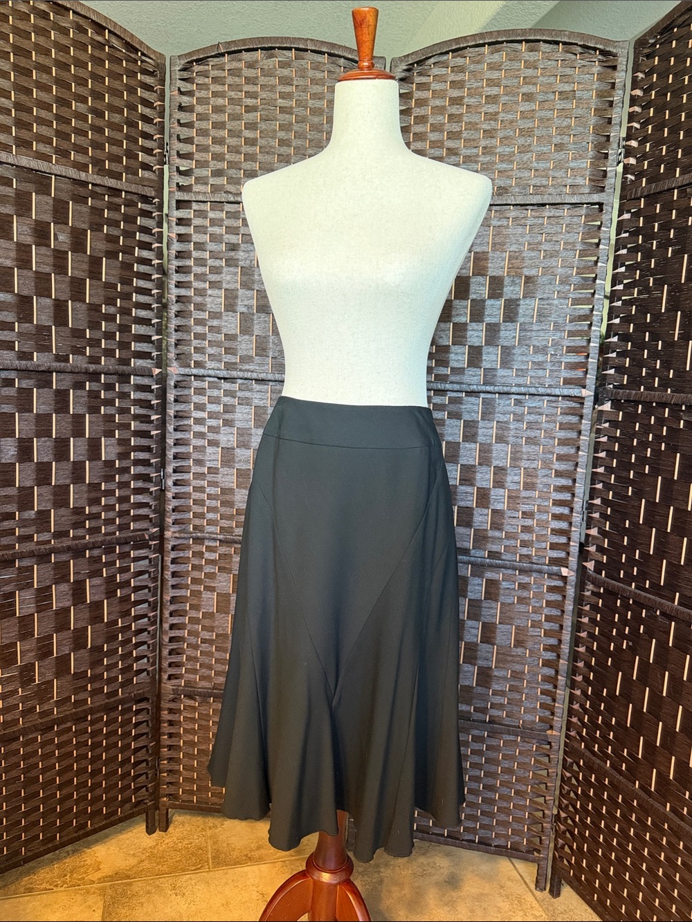 Nine West Black A-Line Flared Midi Skirt